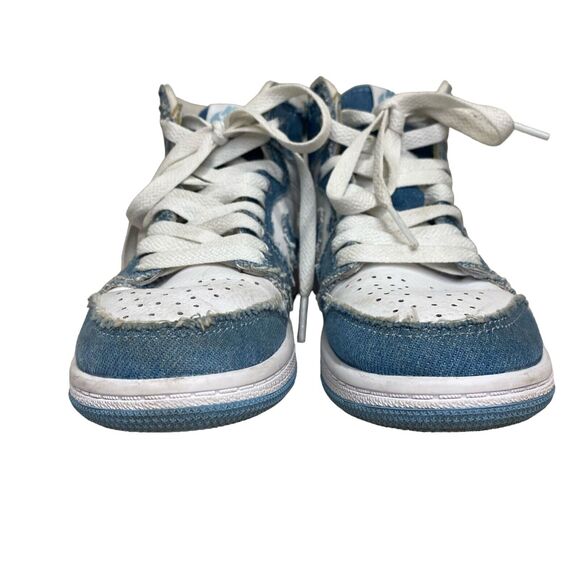 Nike Air Jordan 1 High Denim White Sneakers CU0449-104 Pre School Youth Size 13c - Picture 9 of 11